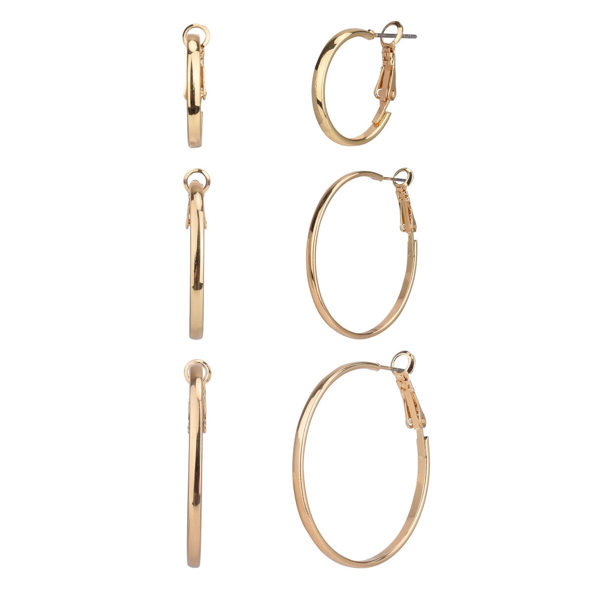Aros Argolla Time And Tru Set 3 Pares Metal Dorado