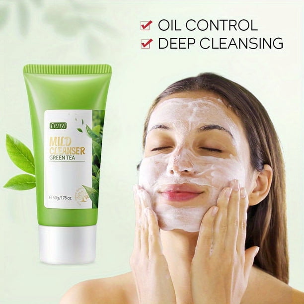 1pc Green Tea & Sakura Brightening Face Wash Foam Cleanser - Oil Control & Moisturizing for Soft, Soothed Skin