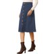 thumbnail image 4 of INSPIRE CHIC Falda Midi de Pana de Cintura Alta para Mujer, Línea A, con Botones al Frente, Plisada, con Cinturón y Bolsillos, Azul Oscuro L, 4 of 6
