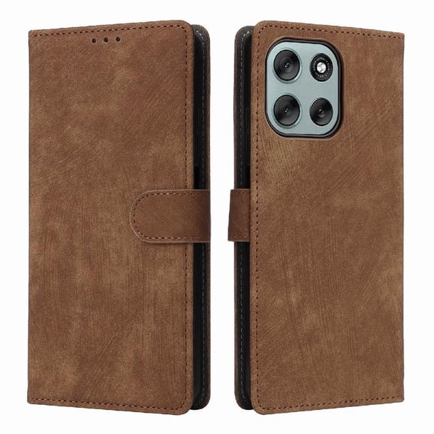 Funda Billetera para Motorola Moto G66J 5G con Soporte - Cartera de Cuero con Ranuras Marrón