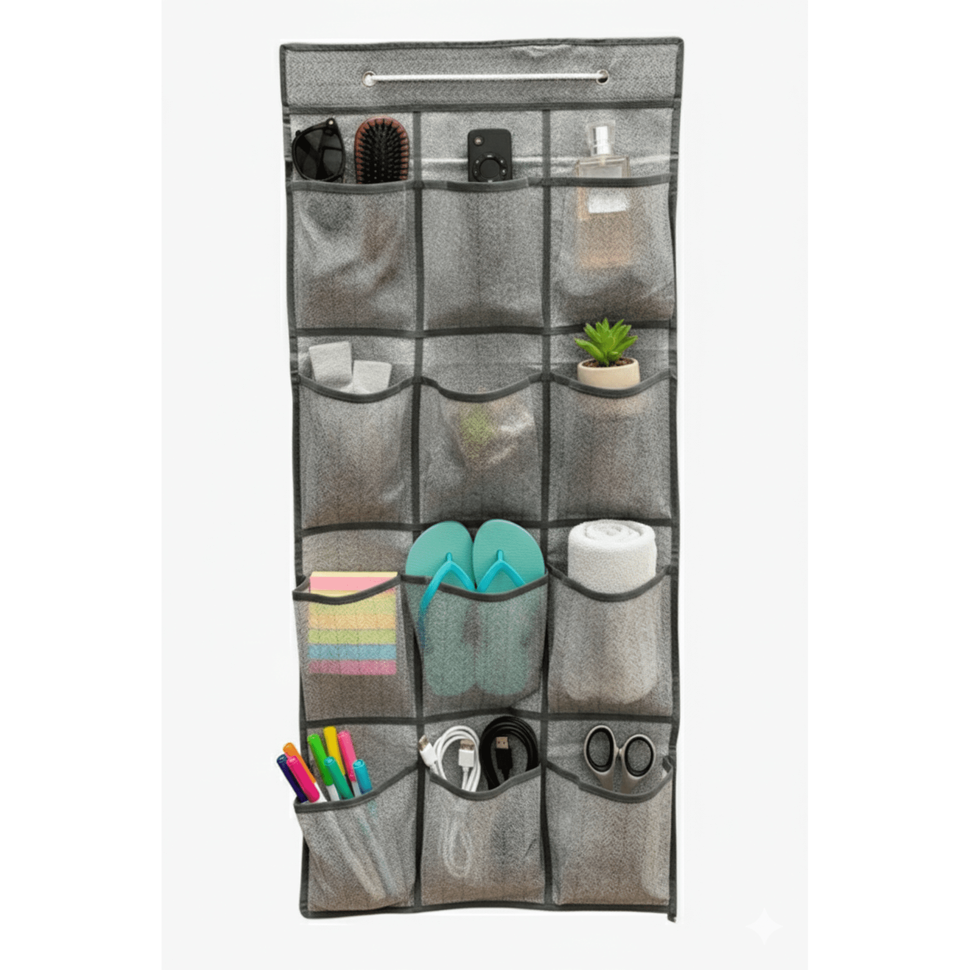 Genérico - Organizador Colgante Puerta 12 Bolsillos Multiuso 46x84cm Gris