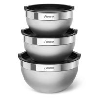 Set Bowls Acero Inoxidable Fensa 3 Unidades Tapa De Plástico