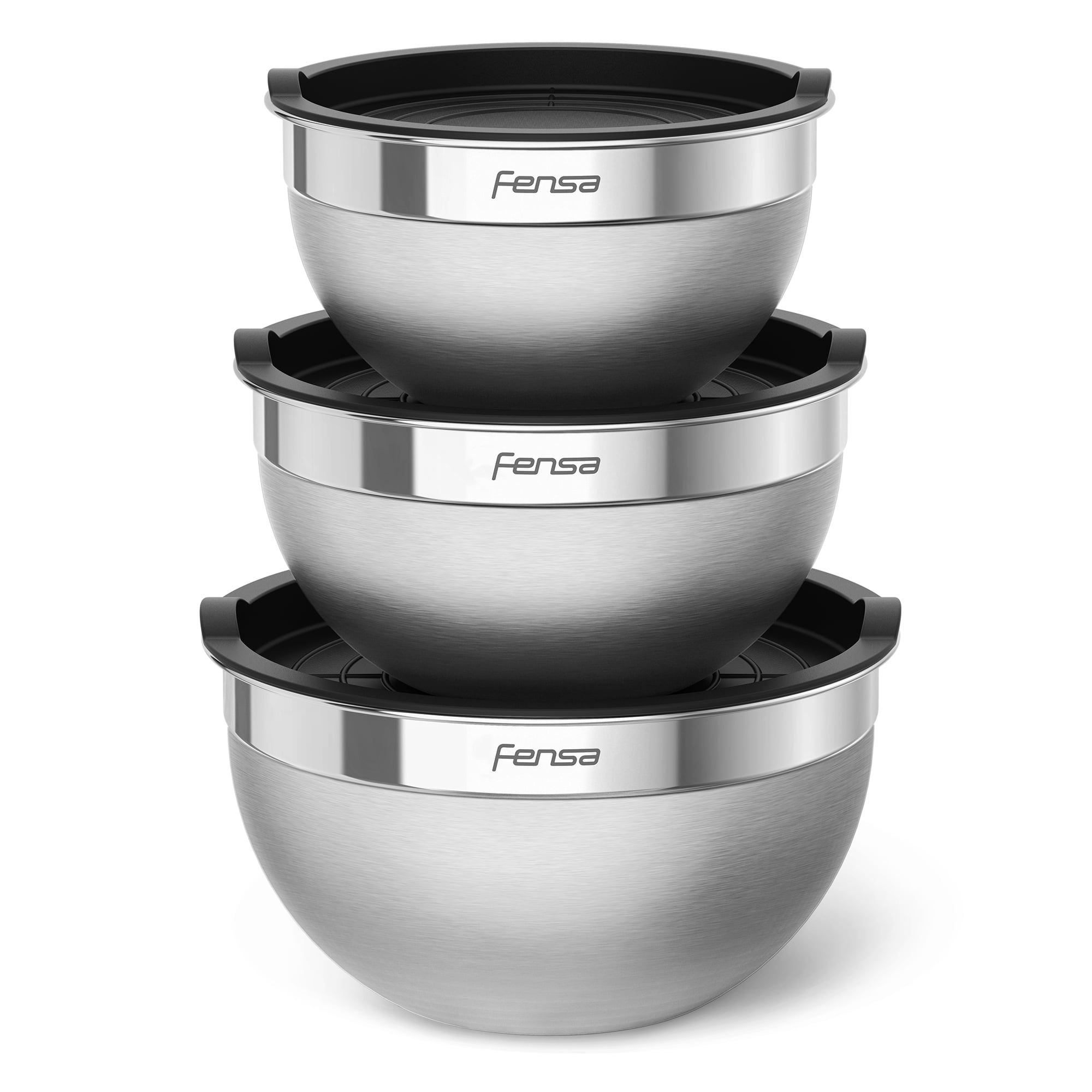 Set Bowls Acero Inoxidable Fensa 3 Unidades Tapa De Plástico
