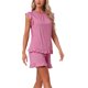 thumbnail image 4 of INSPIRE CHIC Conjunto de pijama de mujer con mangas con volantes, suave y transpirable, conjunto de pantalones cortos de viscosa para estar en casa con cintura elástica XL Rojo Rosado, 4 of 6