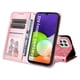 thumbnail image 5 of Funda tipo cartera FOXDOCK para Samsung Galaxy M22 4G , diseño girasol en relieve, cuero PU, cierre magnético, soporte y tarjetero, 5 of 5
