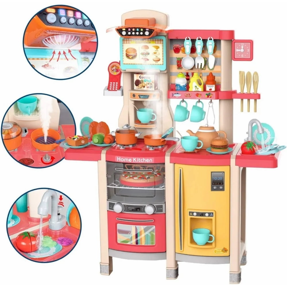 Genérica - Cocina De Juguete Con Accesorios Y 100 Cm Altura Rosa