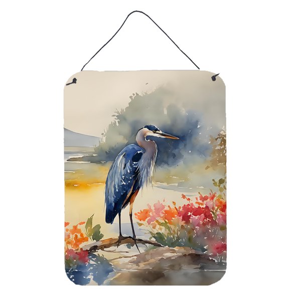 Letrero de aluminio para colgar en pared o puerta Caroline's Treasures Blue Heron