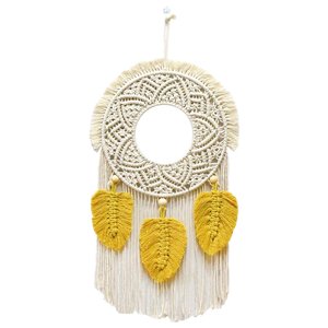 Bothyi - Tapiz Para Colgar En La Pared Atrapasueños De Algodón Para La Decoración De La Cabecera De La Boda Amarillo
