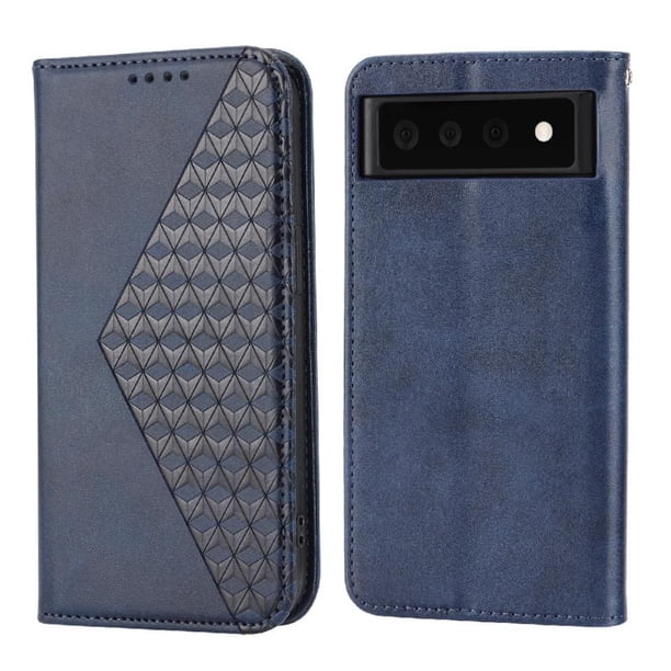 Funda Flip FOXDOCK para Google Pixel 6 , Estilo Billetera con Diseño Rombo, Correa de Mano y Soporte, Uso Diario