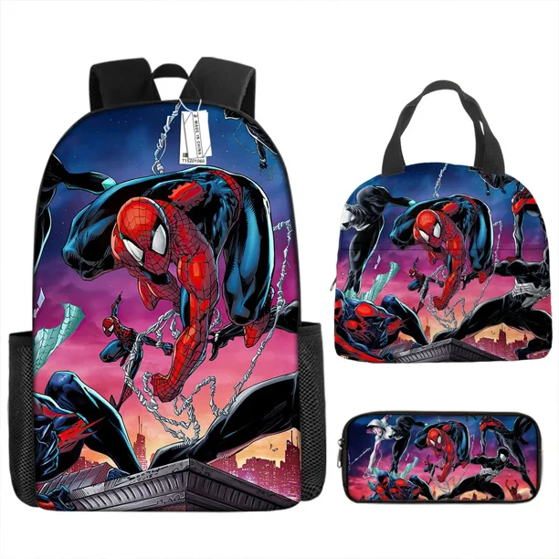 3pcs/set Disney Children 3d Cute Spider Man Design Backpack Stitch Boys Primary School Bag Kids Kindergarten Backpack Mochila