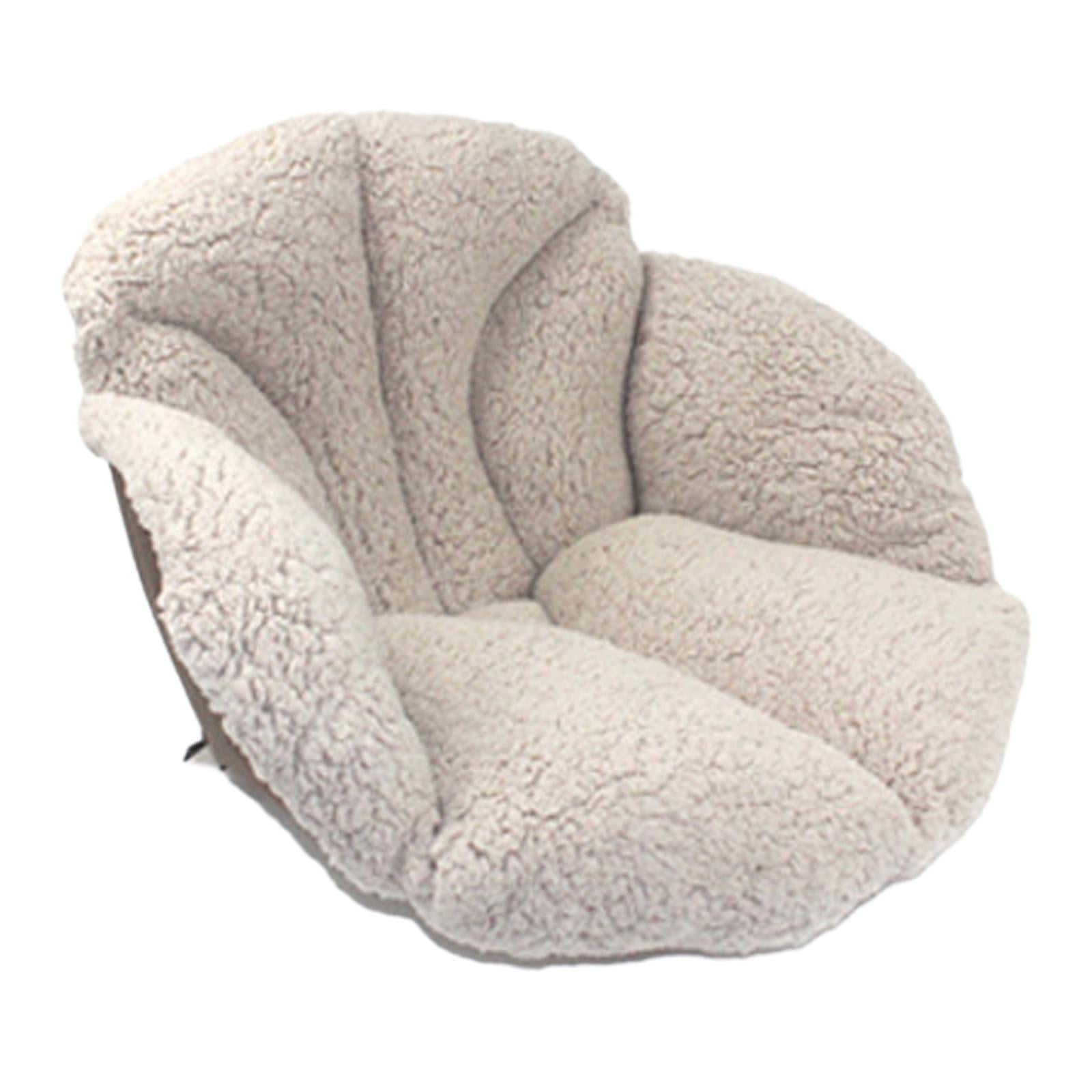 Magideal - Cojín De Felpa Para Silla De Oficina Con Soporte Lumbar, Cómodo Y Cálido Cojín Para Silla De Escritorio, Cojín Para Asiento De Ordenador, Dormitorio Caqui