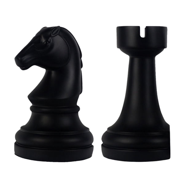 Juego de 2 sujetalibros de ajedrez, divisores de tapones negros, estatua de resina, sujetalibros para libros pesados, decoración única para decoración