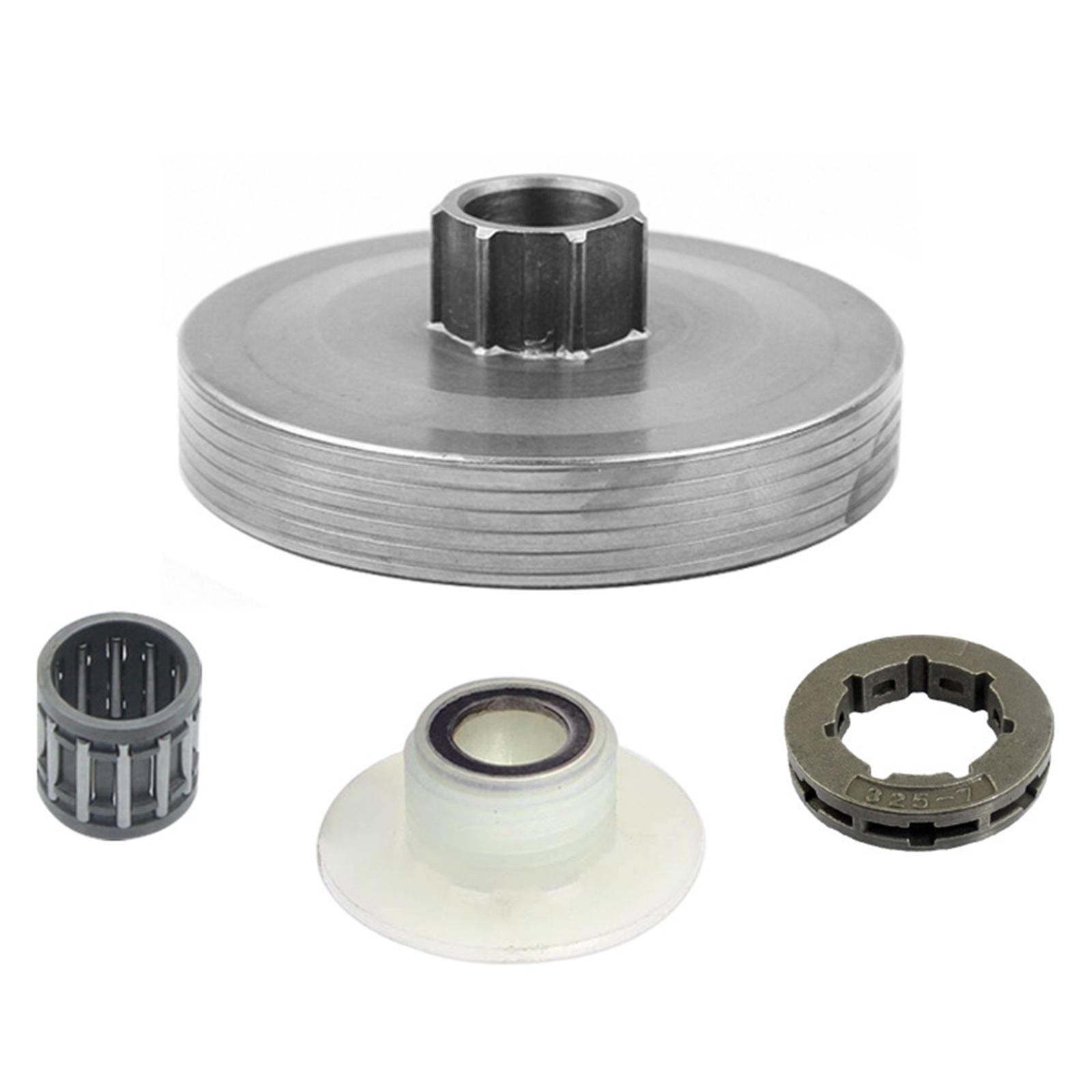 Magideal - 4 Piezas Embrague Tambores Piñón Kit Accesorio De Acero Endurecido Incluye Rodillo Cojinete Engranaje Gusano Adecuado Para Reemplazo De Partes Y Reparación De Motosierra