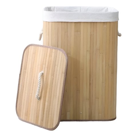 Genérico - Cesta Ropa Ecológica Rectangular Bambú Tapa Natural Jhn