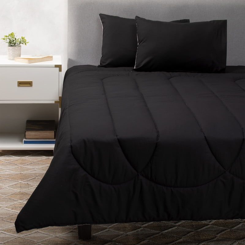 Arthome - Plumón Negro Gris 2 Pl + Pack Almohadas Negra
