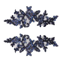Bothyi - 2 Uds Apliques De Encaje Decoración Adornos De Encaje Para Coser Decoración Vestido De Noche Azul Oscuro
