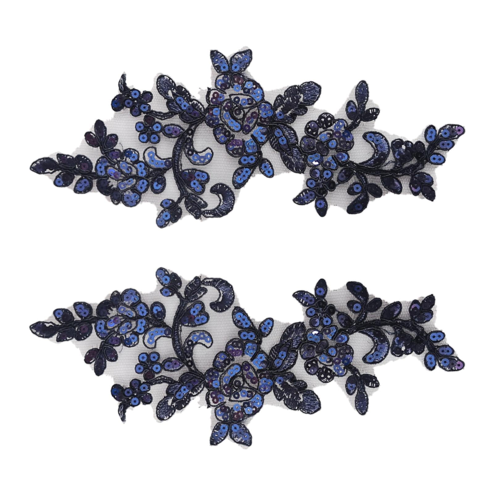 Bothyi - 2 Uds Apliques De Encaje Decoración Adornos De Encaje Para Coser Decoración Vestido De Noche Azul Oscuro
