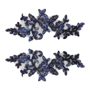 Bothyi - 2 Uds Apliques De Encaje Decoración Adornos De Encaje Para Coser Decoración Vestido De Noche Azul Oscuro