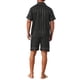 thumbnail image 3 of INSPIRE CHIC Conjunto de Pijama de Satén para Hombre de Manga Corta con Botones a Rayas Ropa de Dormir Sedosa Conjunto de Pantalones Cortos XL Negro, 3 of 5