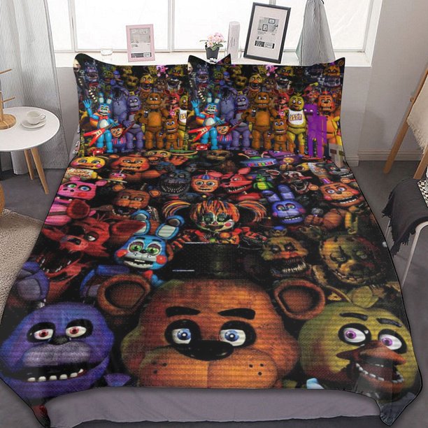 Five Nights At Freddy 3-Piece Bedding Set Warm And Comfortable Soft Duvet Cover Bed Set for Boys Girls Kids Adult Bedroom All Season