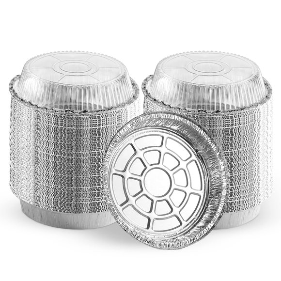 Bandeja para hornear MontoPack 23 cm de aluminio, paquete de 100 unidades con tapas