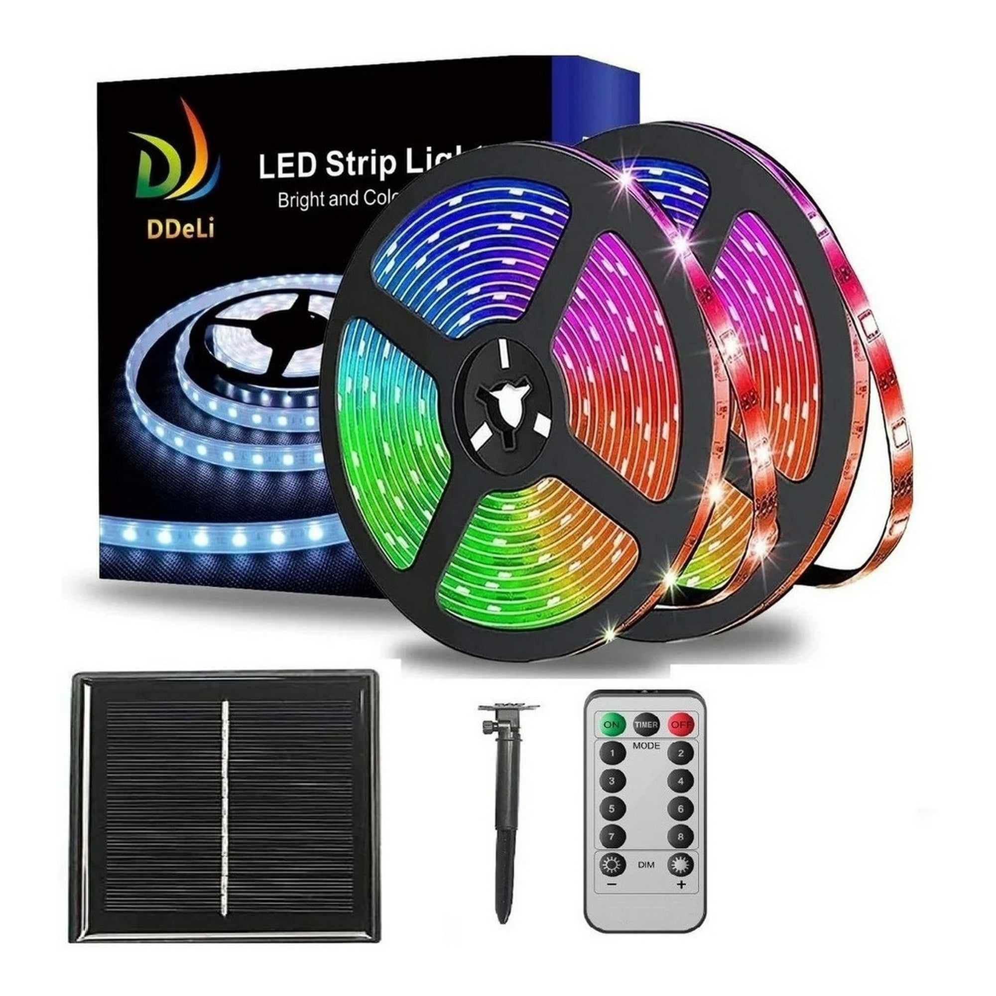 Genérico - Cinta Tira Led Solar Multicolor 5 Metros Con Control Premium