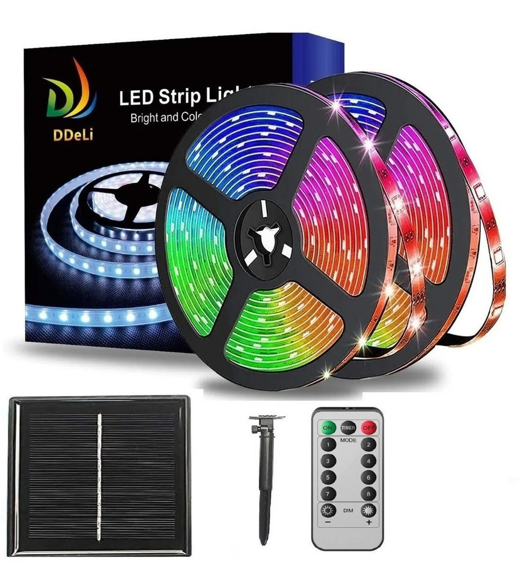 Genérico - Cinta Tira Led Solar Multicolor 5 Metros Con Control Premium