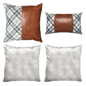 Elizabeth Peper - Pack 4 Cojines Decorativos Ecocuero Gris Cafe 50X50