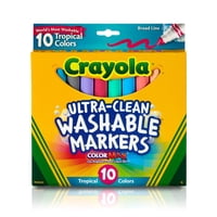Marcadores Crayola Ultra Clean, Lavables, Tropicales, 10 Unidades, Para Niños