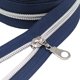 thumbnail image 1 of Cremallera MebuZip #5 de 10 yardas azul marino con espiral plateado y 25 tiradores, 1 of 4
