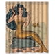 thumbnail image 1 of Cortina de ducha vintage con diseño de sirena y ganchos, tamaño 60 x 72 pulgadas, 1 of 3