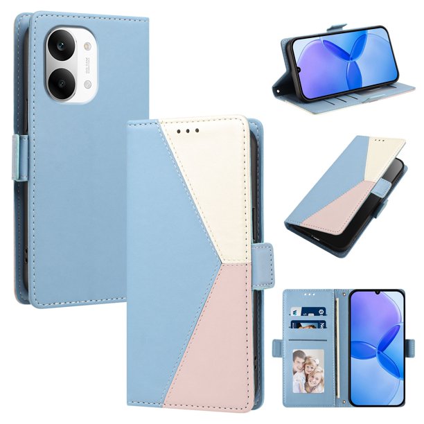 Funda Tricolor con Ranuras para Xiaomi Xiaomi Poco X8 Pro Max 5G, Azul Claro