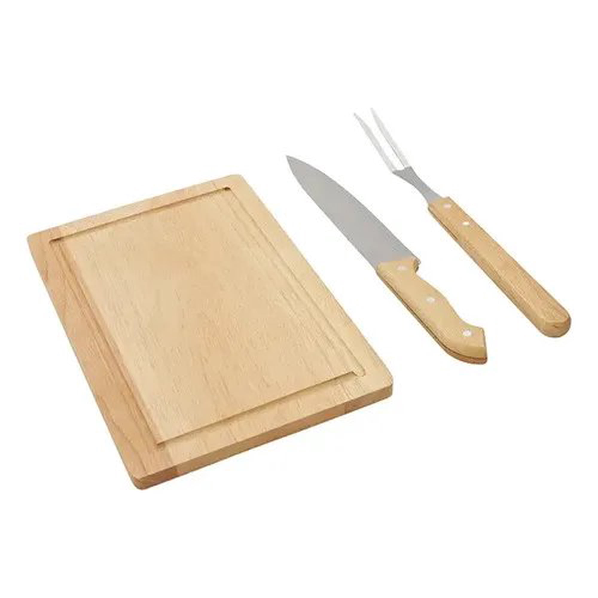 Damelo - Set De Asado Roti Tenedor Cuchillo Tabla Bamboo