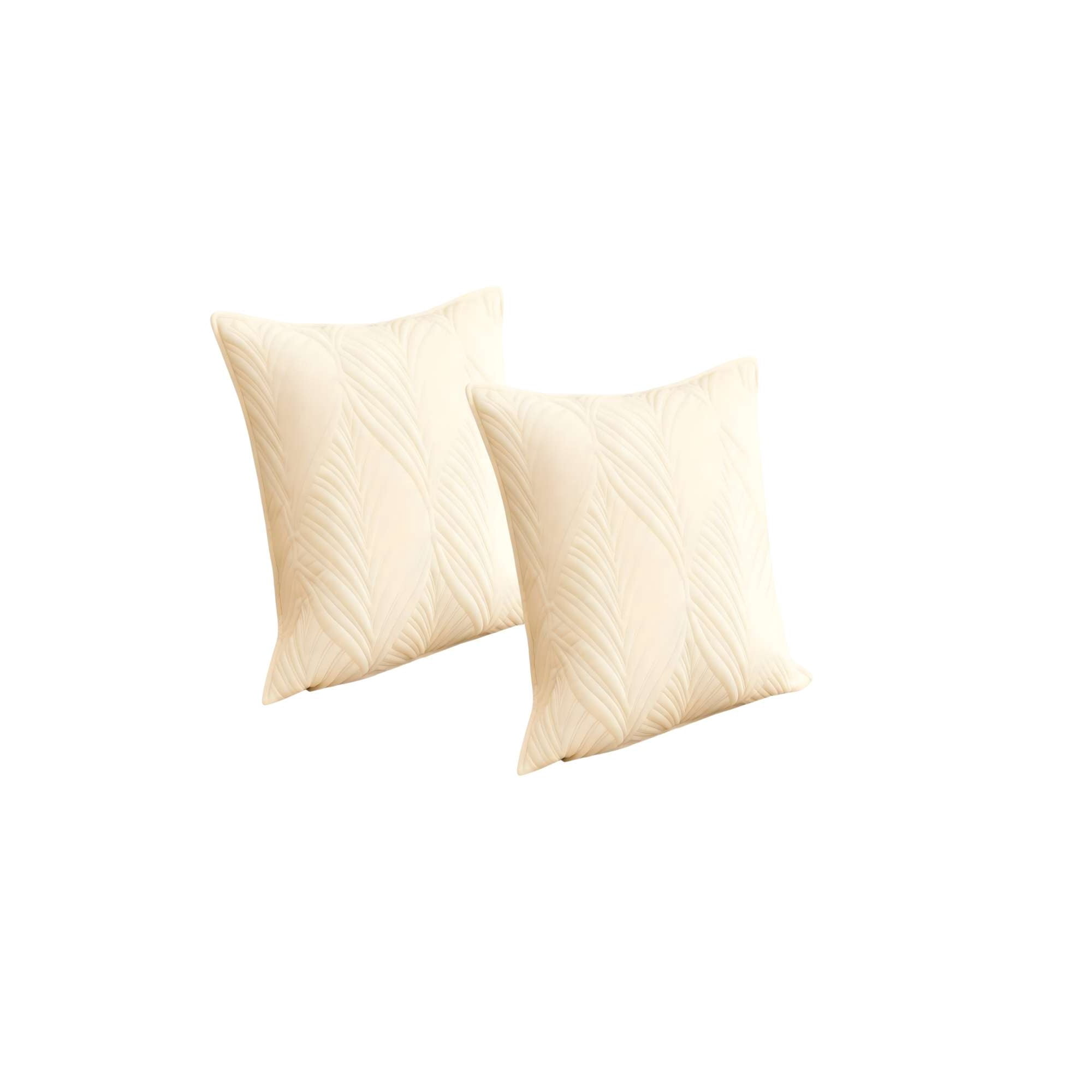 Genérico - Set De 2 Fundas De Cojin Serie Hojas 45x45 Cm Beige
