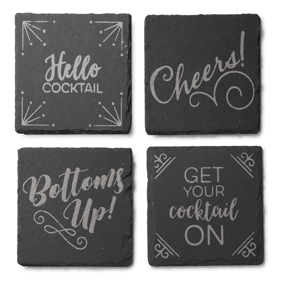 Juego de 4 pizarras Coasters American Atelier, color plateado, 10 x 10 cm