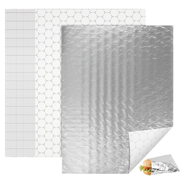 Envoltura Alimentaria EcoDispose 25 × 36 cm – Paquete de 500 Hojas de Papel Aluminio Aislante