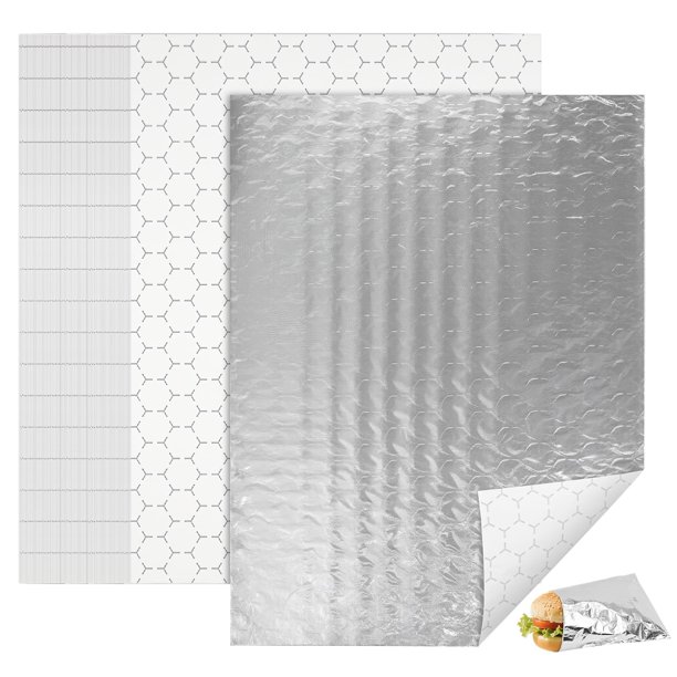Envoltura Alimentaria EcoDispose 25 × 36 cm – Paquete de 500 Hojas de Papel Aluminio Aislante