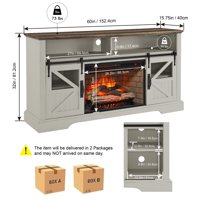 M&Ms - 60 Inch Electric Fireplace Entertainment Center With Door Sensor-Jasmine White Color