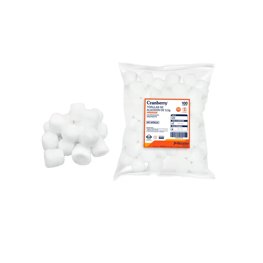 Cranberry - Tórulas De Algodón De 3.5 G Premium, 100 Un