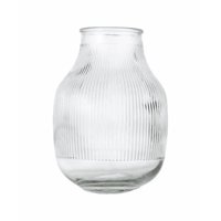 Genérico - Florero Jarrón Decorativo Vidrio Líneas Flores 18X12 Cm