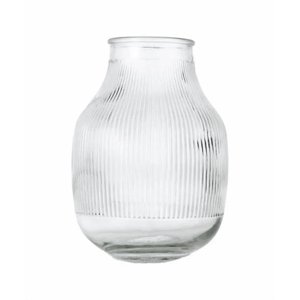 Genérico - Florero Jarrón Decorativo Vidrio Líneas Flores 18X12 Cm