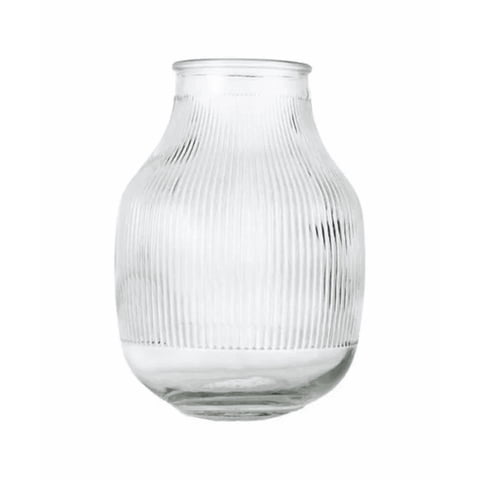 Genérico - Florero Jarrón Decorativo Vidrio Líneas Flores 18X12 Cm