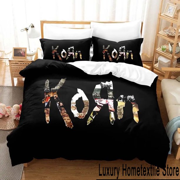3D Print Fashion Korn Rock Band Bedding Set Boys Girls Twin Queen Full Size Duvet Cover Pillowcase Bed Adult Bedroom