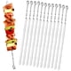 thumbnail image 1 of Pinchos para barbacoa de acero inoxidable, 12 piezas de pinchos para kebab de acero inoxidable, palitos de brocheta reutilizables, parrilla de kebab de 50 cm para fogata o asador, 1 of 8