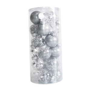Magideal - 24 Piezas De Adornos De Bolas De Navidad, Decoración De De Navidad, Adornos Navideños Transparentes Para Mascotas, Decoración Colgante De Plata