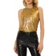 thumbnail image 1 of INSPIRE CHIC Top Metálico de Halloween para Mujer sin Mangas para Fiesta en Club Camiseta Brillante L Oro Claro, 1 of 6