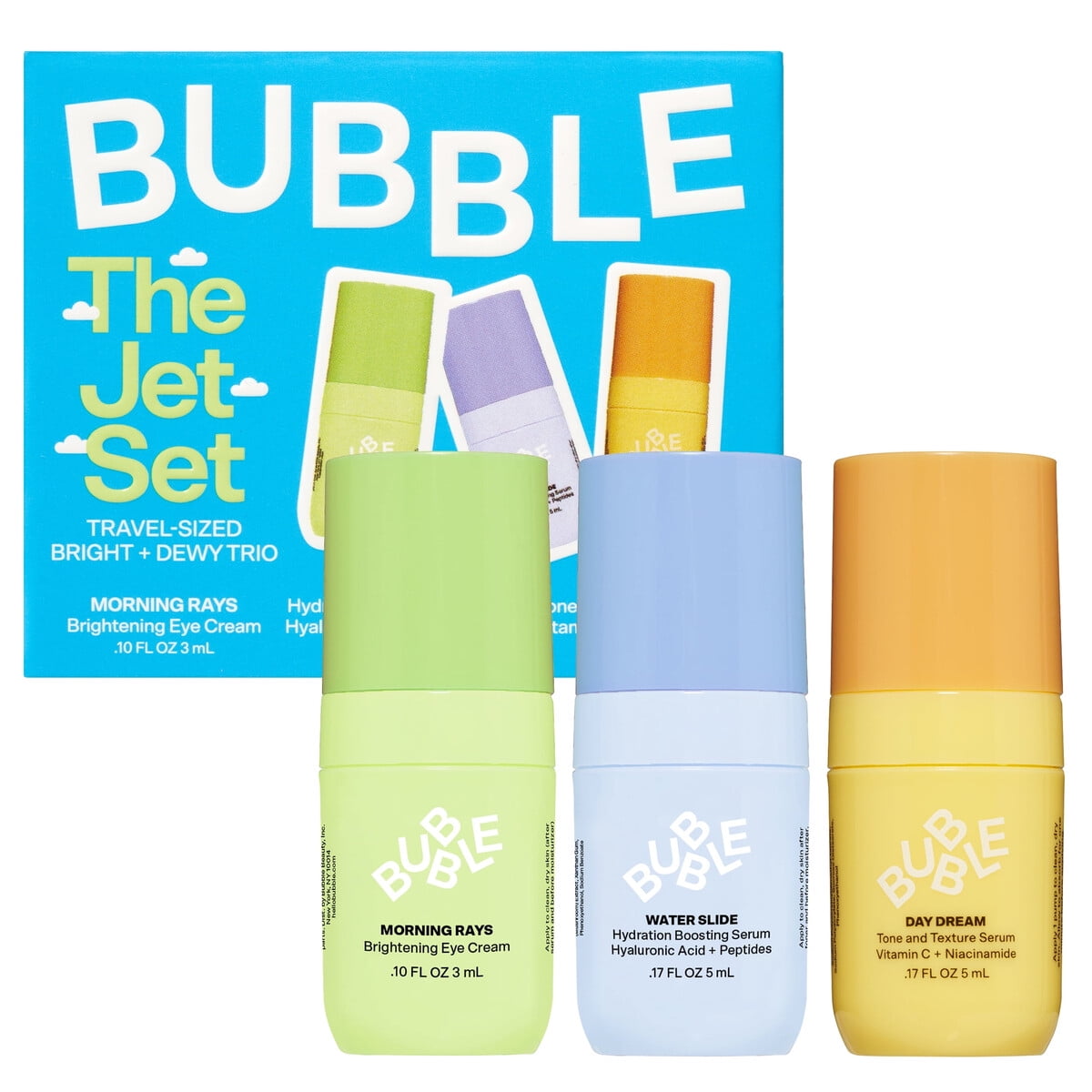 Kit Mini Serums Bubble Skincare Jet Set Vitamina C Acido Hialuranico