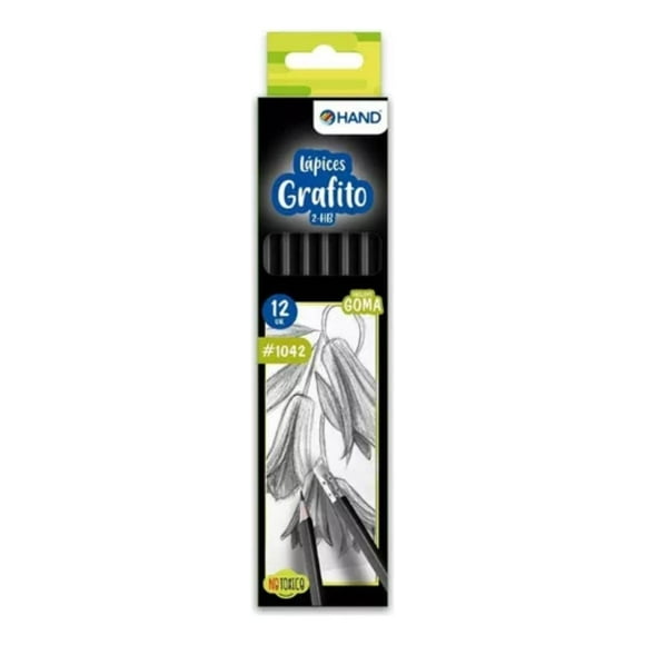 Lapices Grafito Hexagonales 2hb Con Goma 12un. Hand.