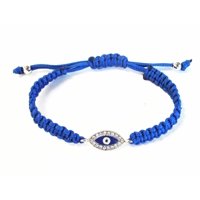 Pulsera Feng Shui Importada Con Cuentas De Ojo Malvado Azules Con Detalles Plateados