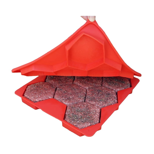 Prensa para hamburguesas y recipiente para congelador con forma de burger+Store Burger Master